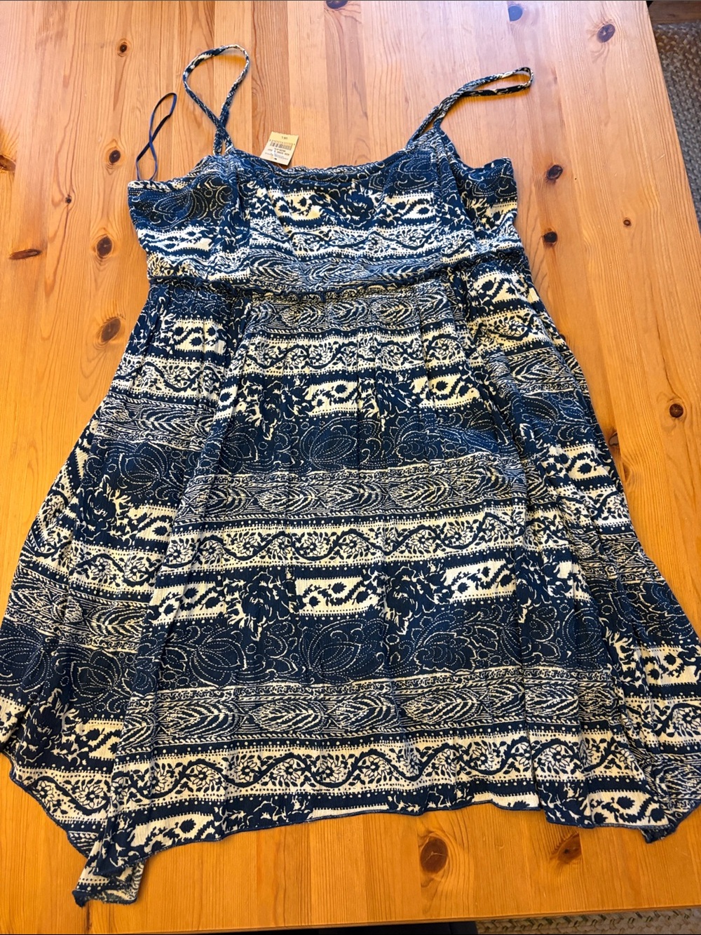 American Eagle Outfitters Blue and Cream Patterned Dress
